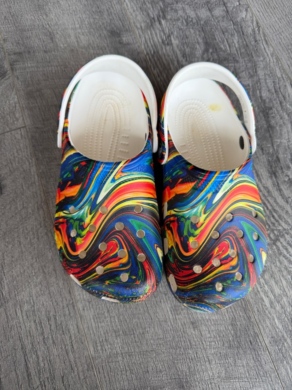 Tie-dyed crocs